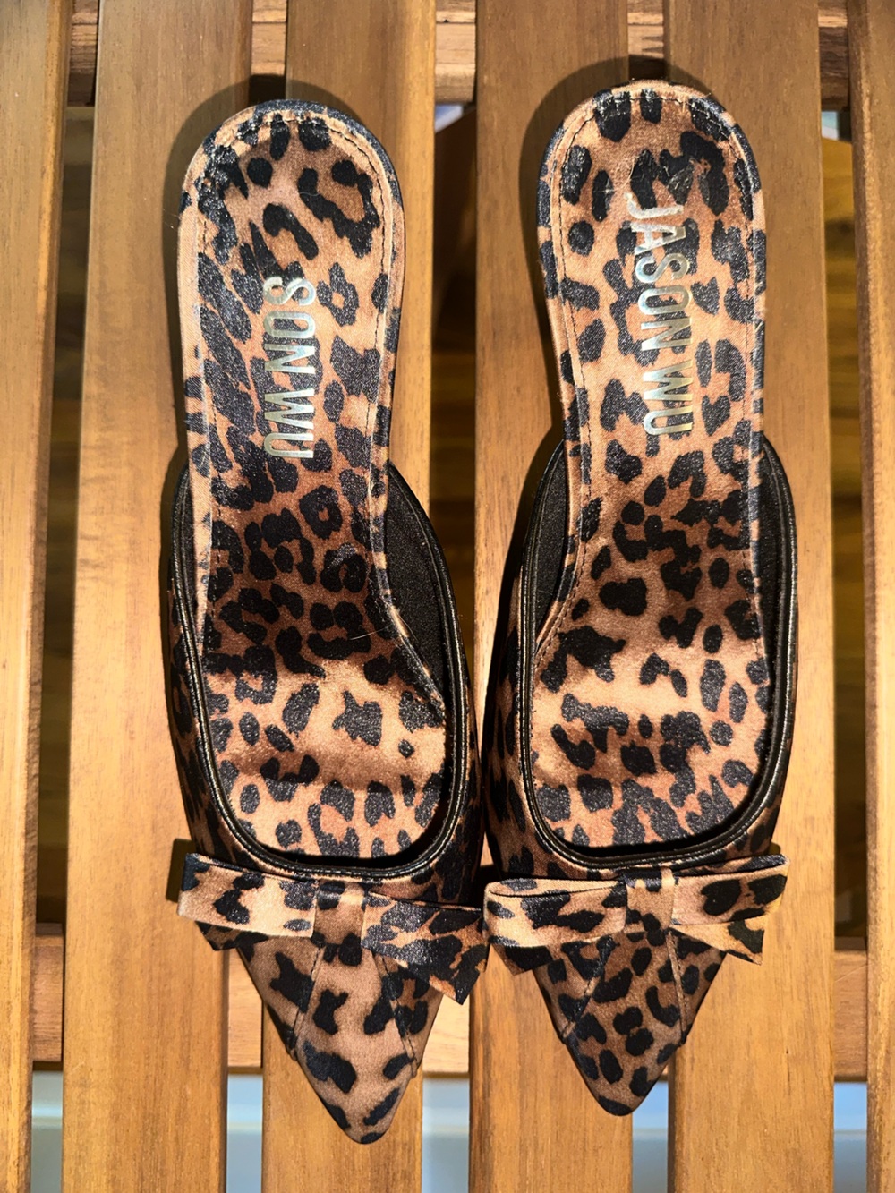 NEW Jason Wu Wildcat Leopard Print Pointed-Toe Slides - Brown | Medium